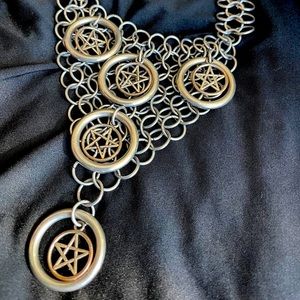 Choker ChainMail pentacle stars O-ring bondage